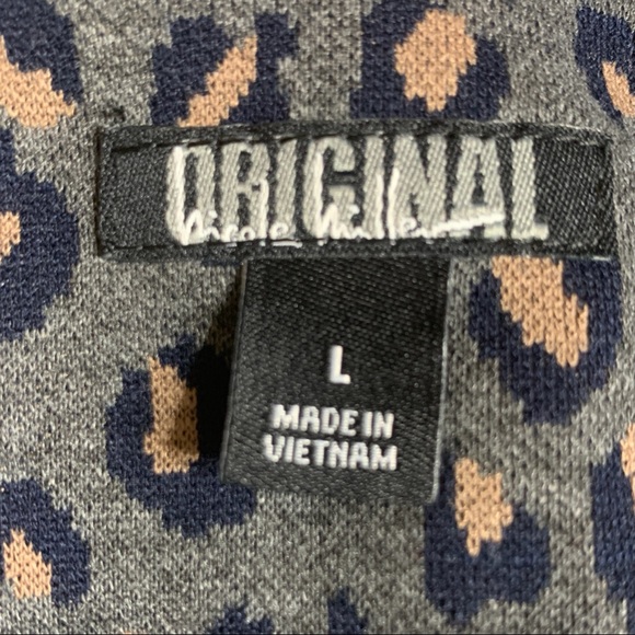 Nicole Miller Gray Leopard Print Long Sleeve Dress Size Large - Picture 11 of 13